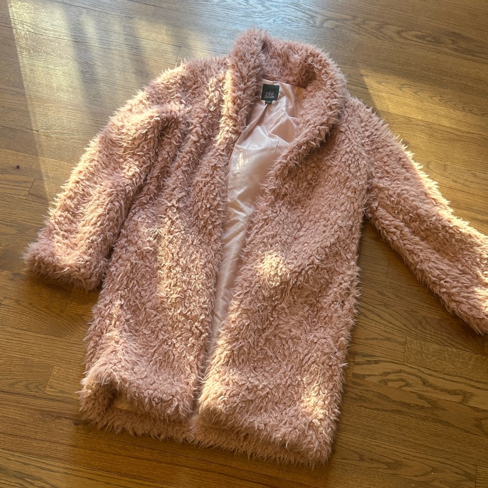 Wild Fable Pink Faux Fur Trench Coat